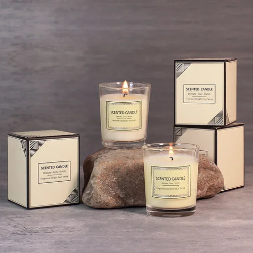 Bougie d'aromathérapie sans fumée en cire d'abeille Essence Confort, bougie naturelle et parfumée pour la relaxation.